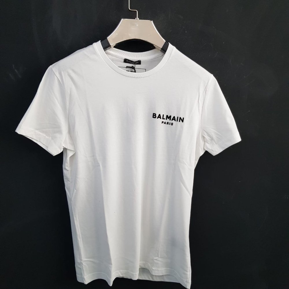 Balmain Men Logo Print White Tee
